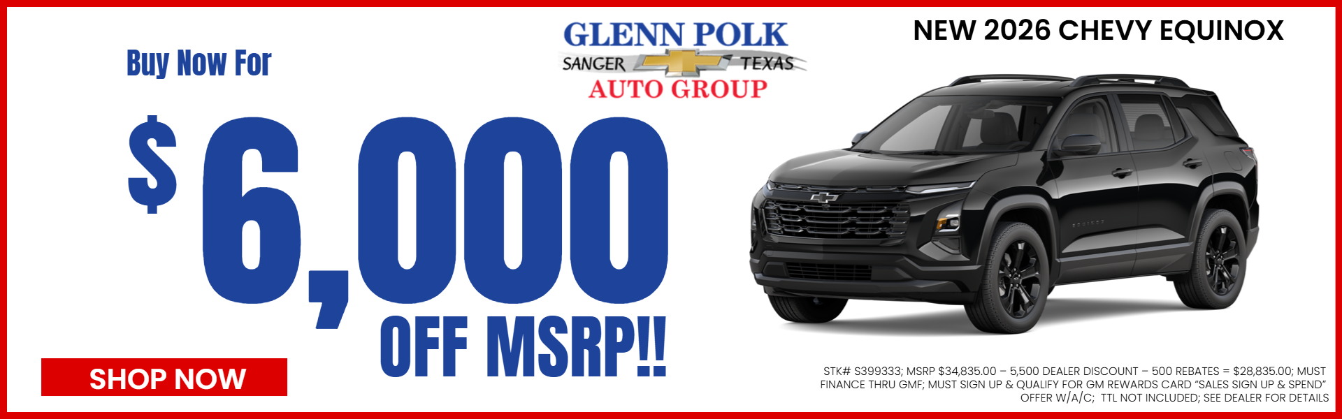 EQUINOX OFFERS AT GLENN POLK CHEVROLET